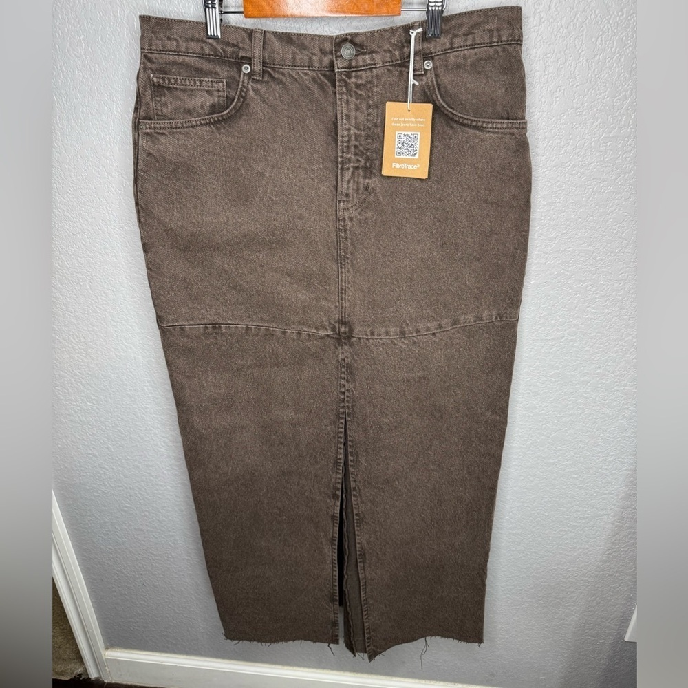 Reformation Brown Denim Maxi Skirt
